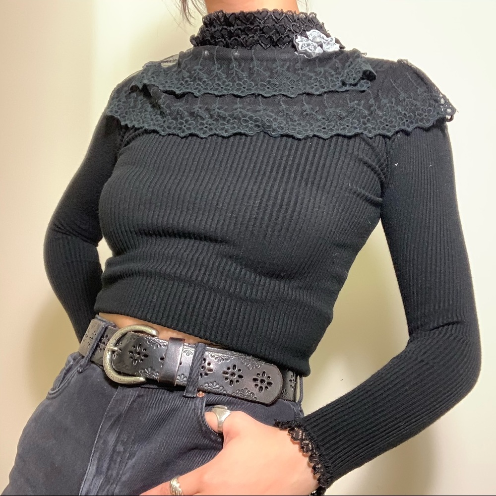 Ruffled black gothic Lolita style sweater